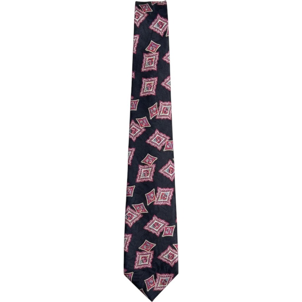 Vintage Secours Geometric 100% Italian Silk Necktie Mens Retro Formal Maximalist